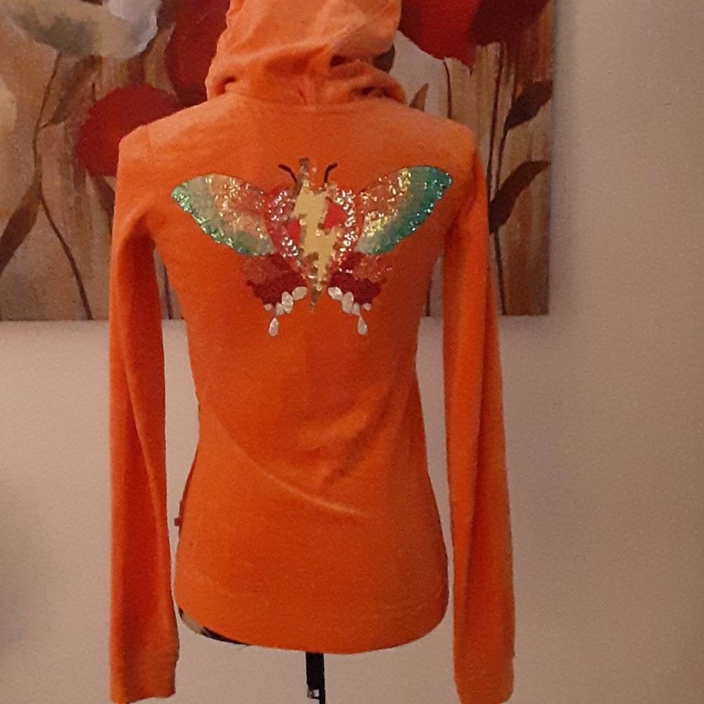 Penny Long velour embellished zip up hoodie